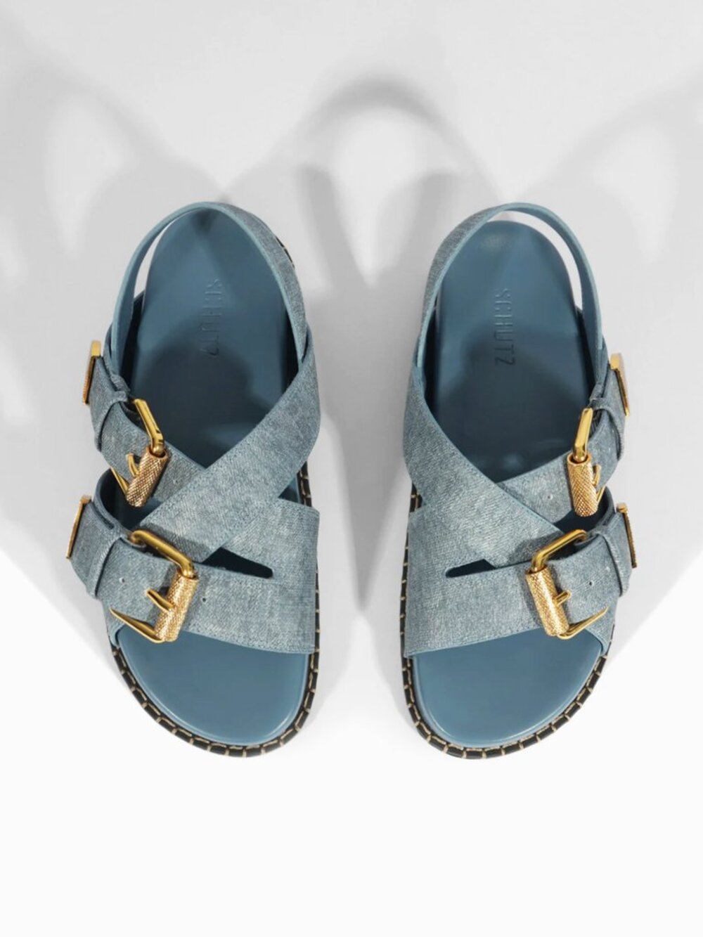 SCHUTZ Denim Patsy Sandals - Size 10 - Picture 3 of 8